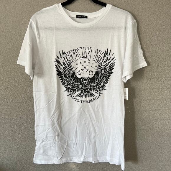 American Made Eagle Star Womens Graphic Tee T Shirt Short Sleeve Crew Neck White - Picture 2 of 7